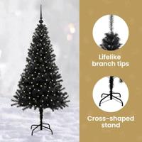 VidaXL Kerstboom met 150 led met standaard zwart 150 cm pvc - thumbnail