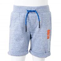 Kindershorts met trekkoord 140 gemleerd blauw - thumbnail