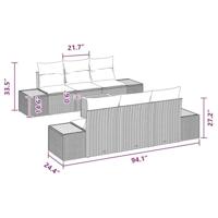 Tuinbankenset met kussen 7 pcs Zwart Poly riet - thumbnail