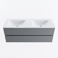 MONDIAZ VICA 130cm badmeubel onderkast Plata 2 lades. Wastafel CLOUD dubbel 2 kraangaten, kleur Talc. - thumbnail