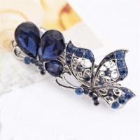 Vrouwen Vintage Crystal Strass bloem haar PIN meisjes antieke zilveren Barrette Butterfly Hair clip - thumbnail