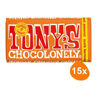 Tony's Chocolonely - Melk karamel zeezout - 15x 180g