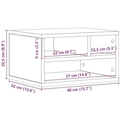 VidaXL Printerstand met opslag oudhout 40 x 32 x 22,5 cm bewerkt hout