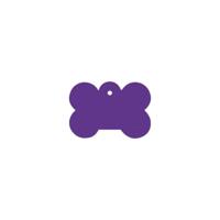 Hondenpenning in botvorm, aluminium, violet, incl. dubbelzijdige wensgravure 4 x 3 cm. - thumbnail
