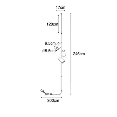 QAZQA Hanglamp zwart met voetschakelaar 3-lichts - Jeana Luxe