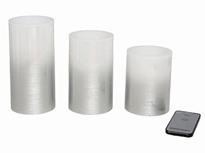 LED kaarsen/stompkaarsen met bewegende vlam en afstandsbediening - zilverkleurig - set van 3 LED kaarsen/stompkaarsen met bewegende vlam en afstandsbediening - zilverkleurig - set van 3