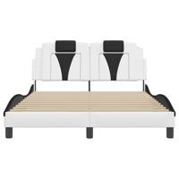 Bedframe met LED-verlichting kunstleer wit en zwart 140x200 cm - thumbnail
