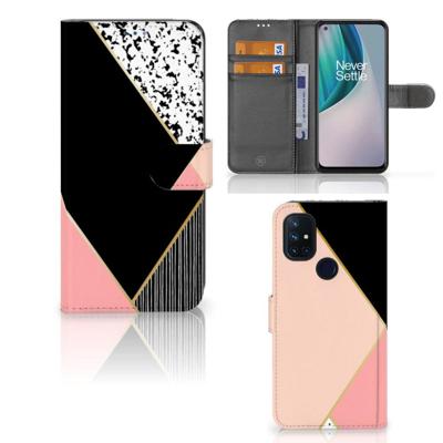 OnePlus Nord N10 | Book Case | Zwart Roze Vormen