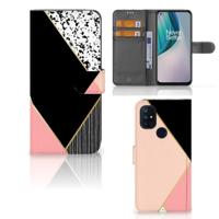 OnePlus Nord N10 | Book Case | Zwart Roze Vormen - thumbnail