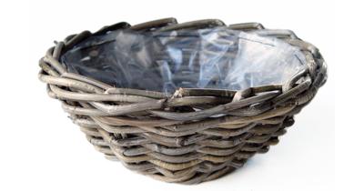 Rotan plantenmand antiek grijs 30x12cm