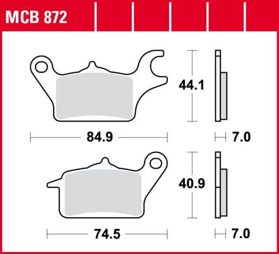 TRW remblokken "mcb 872 brake pad mcb 872 organic standard