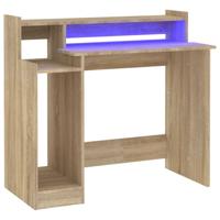 Bureau met LED-verlichting 97x90x45 cm hout sonoma eikenkleurig - thumbnail