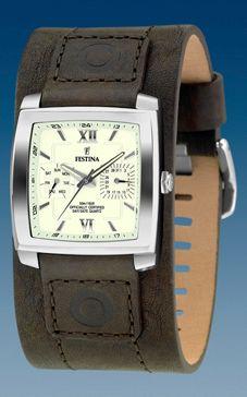 Horlogeband Festina F16182-2 Onderliggend Leder Groen 22mm