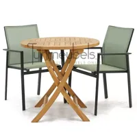 Tuinset Delia amandel stapelbaar met Milton tafel rond 80 - thumbnail