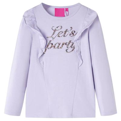 Kindershirt met lange mouwen glitterprint 104 lichtlila Kindershirt met lange mouwen glitterprint 104 lichtlila
