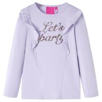 Kindershirt met lange mouwen glitterprint 104 lichtlila - thumbnail