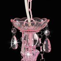 VidaXL Kroonluchter met kralen rond 3xe14 roze - thumbnail