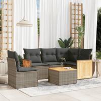 5-delige Loungeset met kussens poly rattan grijs - thumbnail