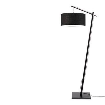 GOOD&MOJO Vloerlamp 'Andes' Bamboe en Eco linnen, 176cm, kleur Zwart