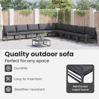 Tuinbankenset met kussen 10 pcs Zwart Staal - thumbnail