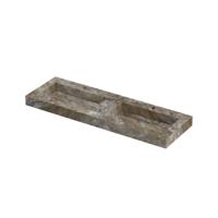 INK Pitch Wastafel keramische slab bak dubbel met drain en front en side skirts 2 kraangaten 140x45x9 Island glossy - thumbnail