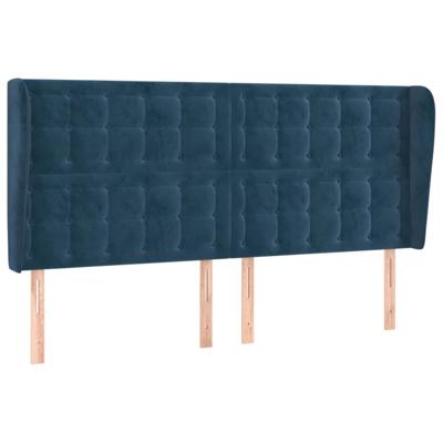 Hoofdbord met randen 183x23x118/128 cm fluweel donkerblauw