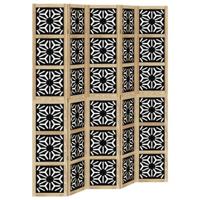 Kamerscherm met 5 panelen massief paulowniahout bruin en zwart - thumbnail