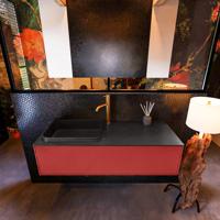 Badkamermeubelset Mondiaz Erin 120 cm met 1 Lade met RIDGE Wastafel Links Urban met 1 kraangat Greeploos Mat Fire - thumbnail