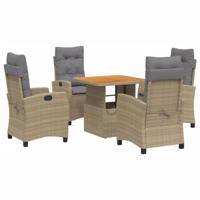 5-delige Tuinset met kussens poly rattan beige - thumbnail
