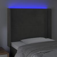 Hoofdbord LED 83x16x78/88 cm fluweel donkergrijs - thumbnail