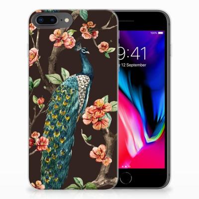 Apple iPhone 7 Plus | 8 Plus | TPU Hoesje | Pauw met Bloemen