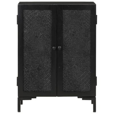 Dressoir 55x30x77 cm massief mangohout en ijzer zwart