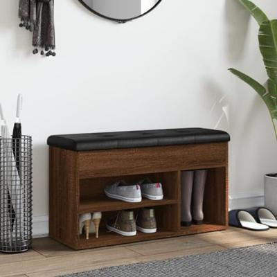 Schoenenbank 82x32x45,5 cm bewerkt hout bruin eikenkleur