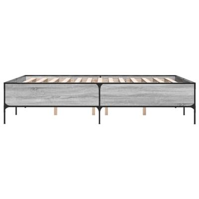 Bedframe bewerkt hout metaal grijs sonoma eiken 140x200 cm