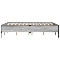 Bedframe bewerkt hout metaal grijs sonoma eiken 140x200 cm - thumbnail