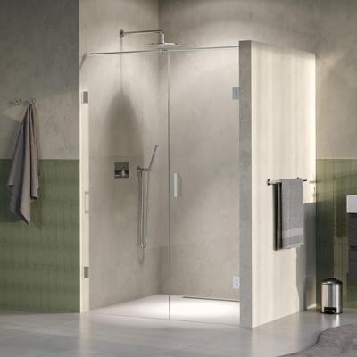 Brauer Void - Nisdeur - 2-Delig - Helder Glas - 140 x 200 cm - Omkeerbaar - met Draaideur 70 cm - Aan Muur - incl. Glascoating - PVD RVS-Kleurig