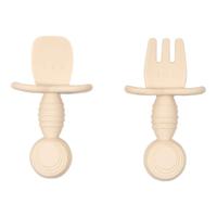 Baby bestek siliconen beige 1 Set - thumbnail