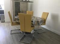 Set van 4 leren eetkamerstoelen - met sledepoot - geel leer - Echt leer, Industrieel, ontdek de vele Leersoorten en Kleuren bij ShopX - thumbnail