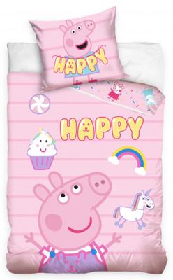 Peppa Pig Dekbedovertrek Happy 140 x 200 cm roze