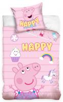 Peppa Pig Dekbedovertrek Happy 140 x 200 cm roze - thumbnail