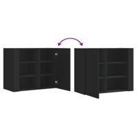 Wandkast 75x35x60 cm bewerkt hout zwart - thumbnail