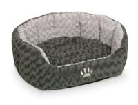 Nobby Gewatteerd pluche ovaal bed Seoli, 86 x 70 x 24 cm, donkergrijs/lichtgrijs - thumbnail