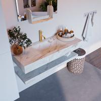 MONDIAZ ALAN-DLUX 110cm planchet Frappe. Vrijhangende wastafel CLOUD midden 1 kraangat, kleur Frappe. - thumbnail