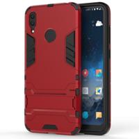 Schokbestendige PC + TPU Case voor Huawei Y7 (2019) met houder (rood) - thumbnail