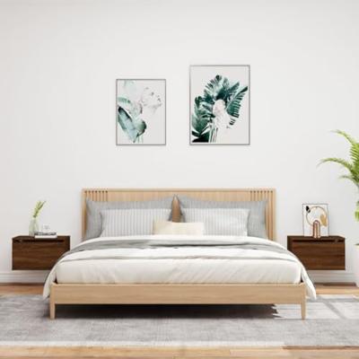 Nachtkastjes met LED's 2 st wandgemonteerd bruin eikenkleur