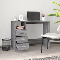 Bureau met lades 102x50x76 cm bewerkt hout grijs sonoma eiken - thumbnail