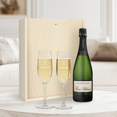 Champagnepakket met gegraveerde glazen - René Schloesser (750ml)