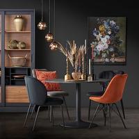 Bendt Ronde Eettafel 'Ivana' Marmerprint, Ø110cm, kleur Zwart - thumbnail