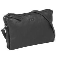 Justified Bags Justified Bags® Nynke Triple Top Zip Leren Schoudertas Zwart - thumbnail