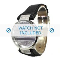 DKNY horlogeband NY4976 Glad leder Zwart + zwart stiksel - thumbnail